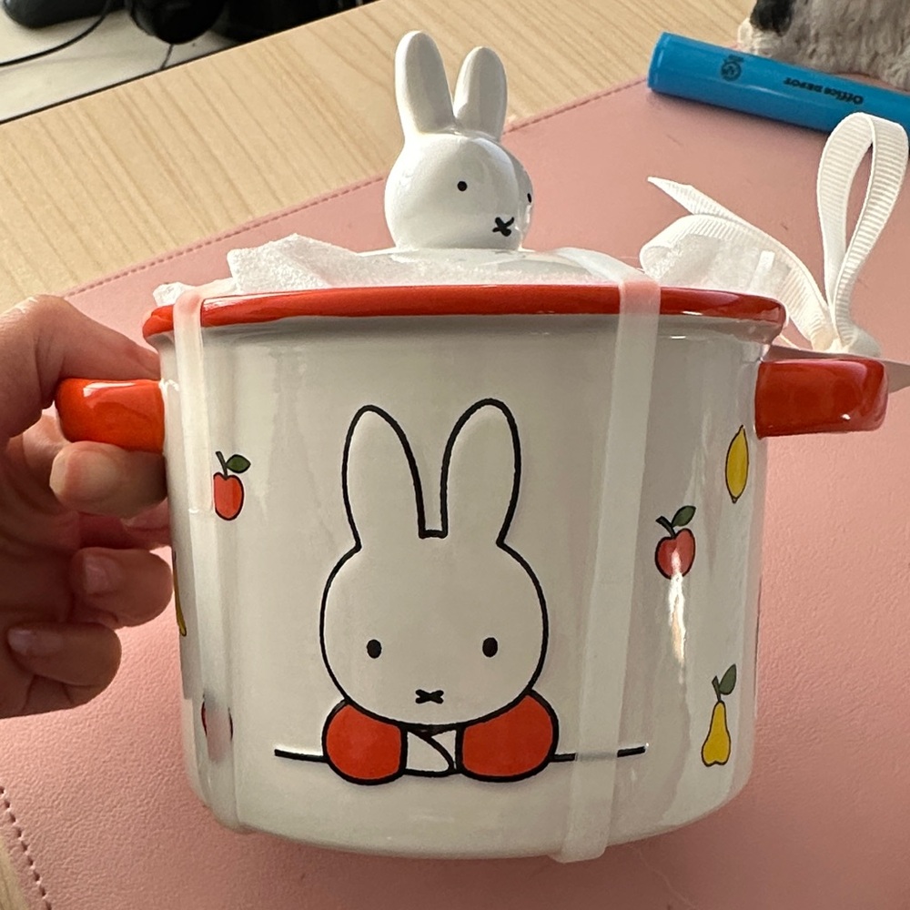 Miffy White and Red Ceramic Pot with Lid